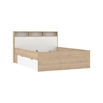 Dmora Dmora - Cama Plaza Y Media Blanchette, Sommier Para Dormitorio, Estructura De Cama, Estructura Del Sostenedor Del Colch&oacute;n, 206x150 H97 Cm, Roble Y Bla