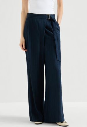 Brunello Cucinelli Dazzling chalk stripe trousers in Blue at Nordstrom, Size 44 It