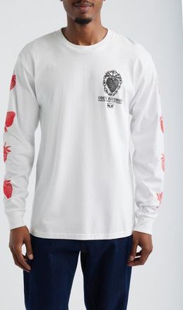 Obey Strawberry Garden Long Sleeve Cotton Graphic T-Shirt in White at Nordstrom, Size Xx-Large