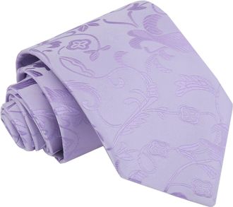 DQT Floral Patterned Wedding Classic Standard Neck Tie for Men - Lilac