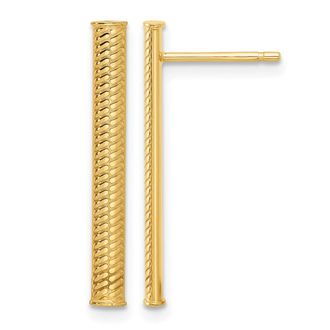 Diamond2Deal 14K Yellow Gold Twisted Bar Drop Dangle Earrings 25.37 mm