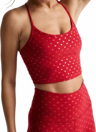 Beyond Yoga Softshine Slim Racerback High Cropped Tank Top In Holly Red Ditsy Hearts