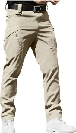 Generic Mens Cargo Trousers Summer Outdoor High Elastic Waterproof Work Pants Athletic Hiking Camping Fishing Travel Combat Trousers with Zipper Pockets Men C