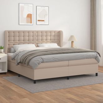 vidaXL Vidaxl - Cama Box Spring Con Colch&oacute;n Cuero Sint&eacute;tico Capuchino 200x200cm