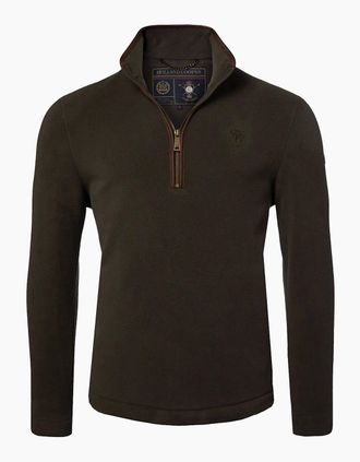 Holland Cooper Mens HOLLAND COOPER COUNTRY FLEECE HALF ZIP KHAKI - Green - Size: 44