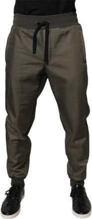 Dolce & Gabbana Leren Joggingbroek - Heren - Sweatpants - Bruin - L - Leer - Broeken