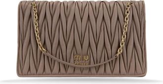 Miu Miu Schoudertas met magnetische knoop van leer - Dames - Schoudertassen - Bruin - ONE Size - Leer - Tassen