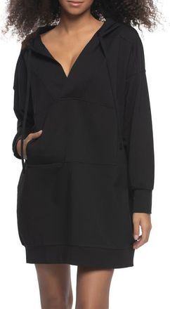 Felina Kimora Long Sleeve Sweatshirt Lounge Dress in Black at Nordstrom, Size X-Large
