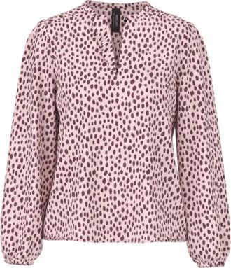 Marc Cain Overhemden, Dames, Veelkleurig, S, Polyester, Blouse met V-hals en volantdetail