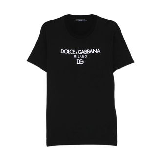 Dolce & Gabbana T-Shirts, male, Black, Size: XL Logo Crew Neck T-Shirt