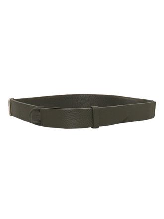 Orciani Textured Green Calf Leather Belt With Integrated Buckle
