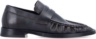 Miista Zita Gathered-Toe Brush-Off-Leather Penny Loafers