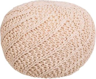 Wanderlust Deco Puff de algodón trenzado color crema 45x45x30