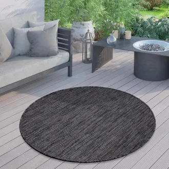 Paco Home Paco Home - Alfombra Exterior Redonda Intemperie Balc&oacute;n Terraza Cocina Motivo Monocolor Antracita, &Oslash; 200 Cm Redon