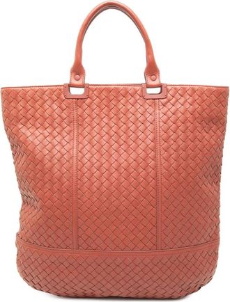 Bottega Veneta Pre-owned Tote Bags, female, Orange, Size: ONE SIZE Pre-owned Woven Leather Tote Bag
