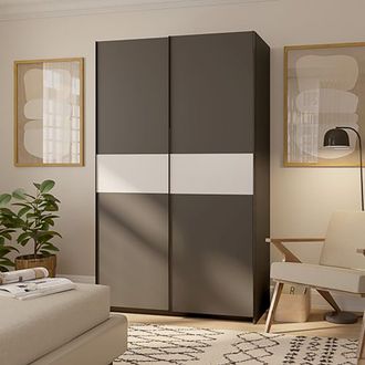 Dmora Armario 2 Puertas Maba, Guardarropa Dormitorio 2 Estantes, Perchero, 2 Puertas, 120x204h Cm Negro Antracita