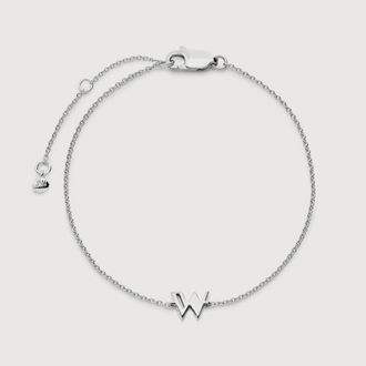 Monica Vinader Sterling Silver Initial W Chain Bracelet