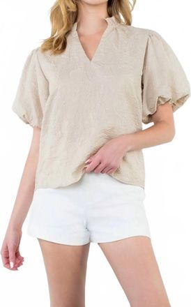 THML Clothing Lisa V-Neck Top In Beige