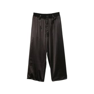 Yohji Yamamoto Broeken, Dames, Zwart, S, Polyester, Satin Gradient 3-Stripes Track Pants
