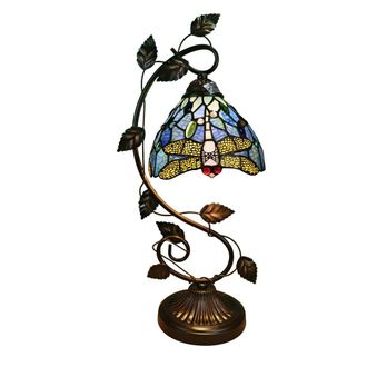 Chloe Lighting SUNNIVA Dragonfly Tiffany-Style 1 Light Accent Table Lamp 8 Wide