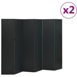 vidaXL Biombos Divisores De 6 Paneles 2 Uds Negro Acero 240x180 Cm Vidaxl