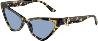 Jimmy Choo London Cat-Eye Zonnebril met Blauwe Lenzen - Dames - Zonnebrillen - Bruin - 55 MM - Accessoires