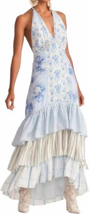 LoveShackFancy Sicilia Silk Maxi Dress In Ocean Spray Mist
