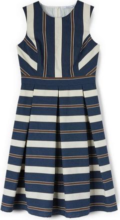 Motivi A-lijn garengeverfde gestreepte jurk - Dames - Casual kleedjes - Blauw - 2XS - Katoen - Kleedjes