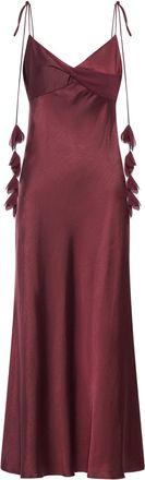 Self Portrait BURGUNDY SATIN FLOWER MIDI DRESS - Self-portrait - Woman