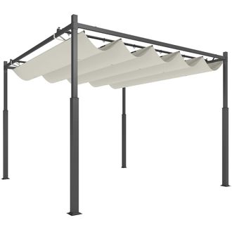 OUTSUNNY P&eacute;rgola 298x298x230 cm crema