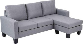 Oviala Oviala - Sofá esquinero de tela gris con chaise longue de 3 plazas