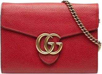 Gucci Pre-owned Wallet on Chain - Dames - Vintage Schoudertas - Rood - ONE Size - Leer - Vintage