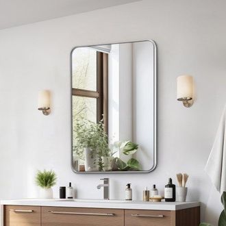 OEM Espejo De Maquillaje De Pared, Con Marco De Aleaci&oacute;n De Aluminio Y Pel&iacute;cula A Prueba De Explosiones, Con Soporte En Forma De Z, Apto Para Ba&ntilde;o, Dormit