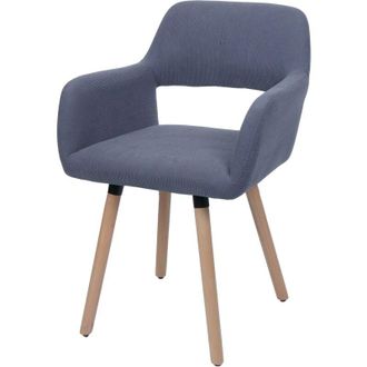 Hhg Sedia da pranzo HHG 878 ii, poltroncina cucina imbottita, legno Stoffa/tessuto a coste (400g/m&sup2;), grigio scuro