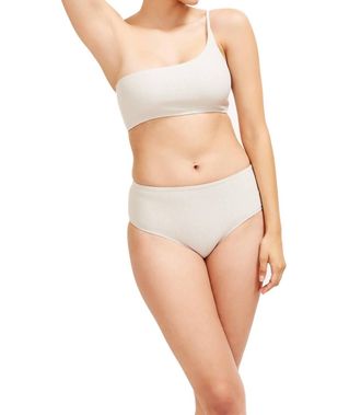 Sauipe Swimwear Serena One Shoulder Bikini Top In Platinum
