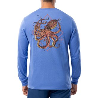 Guy Harvey Mens Offshore Fish Collection Long Sleeve T-Shirt, Azure Blue/Devilfish, XL