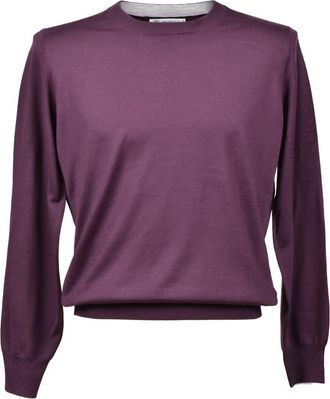 Brunello Cucinelli Plum Virgin Wool Blend Sweater, Brand Size 50 (US Size 40)
