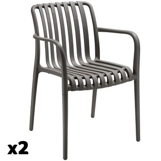 TecTake Set de 2 sillas de jard&iacute;n apilables y 54,5x58x80,5 cm, antracita
