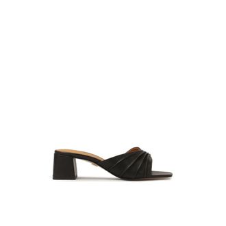 Kazar Sandalen met hak en gerimpelde band - Dames - Muiltjes - Zwart - 35 EU - Leer - Schoenen