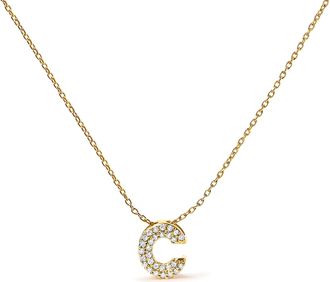 House of Brilliance 10K Gold Diamond Accent A-Z Initial Bubble Pendant Necklace