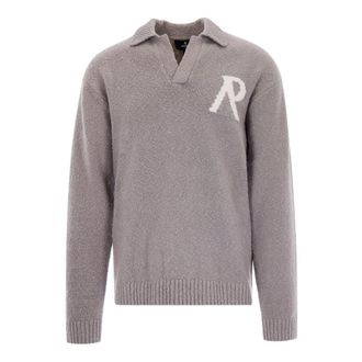 Represent V-neck Knitwear, male, Gray, Size: S Polo Collar Sweater