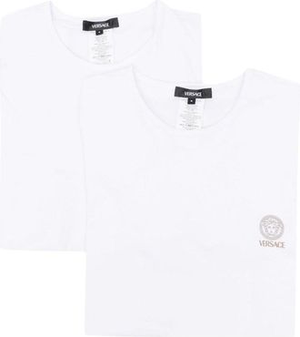 Versace Plain White Short-Sleeve T-Shirts With Subtle Logo Emblem