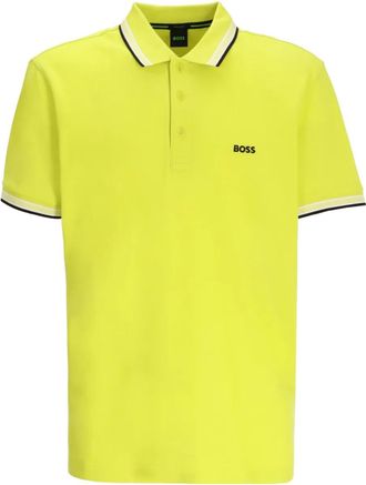 BOSS contrasting-trim polo shirt - Yellow