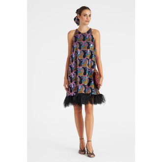 La DoubleJ La Fenice Mini Dress Spritz Blue Petrol at Nordstrom, Size Medium