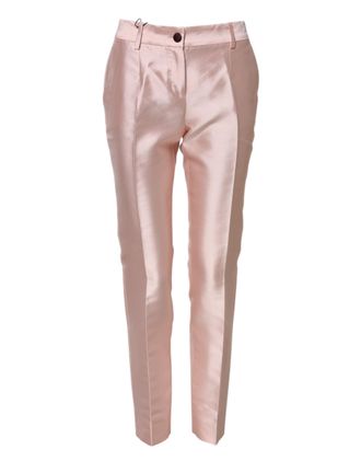 Dolce & Gabbana Womens Pink Satin High Waist Tapered Pants Silk
