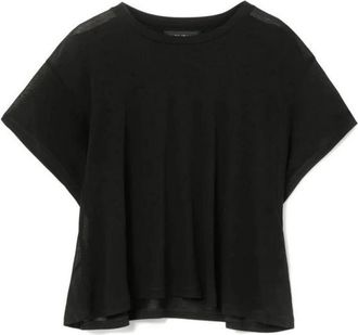 Dondup Ronde Hals T-shirt met Korte Mouwen van Katoen - Dames - T-shirts - Zwart - S - Katoen - Tops