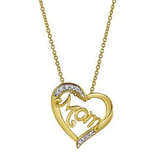 LuvMyJewelry Chic Mom Heart Diamond Pendant Necklace in 10K Yellow Gold at Nordstrom