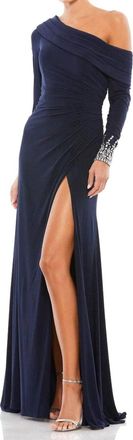 Mac Duggal Asymmetrical Neckline Formal Dress In Midnight