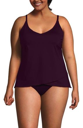 Lands End Plus Size DD-Cup Chlorine Resistant V-Neck Tulip Hem Tankini Swimsuit Top in Dark Wine at Nordstrom, Size 3X