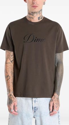 Dime cursive-logo T-shirt - unisex - Cotton - S - Brown